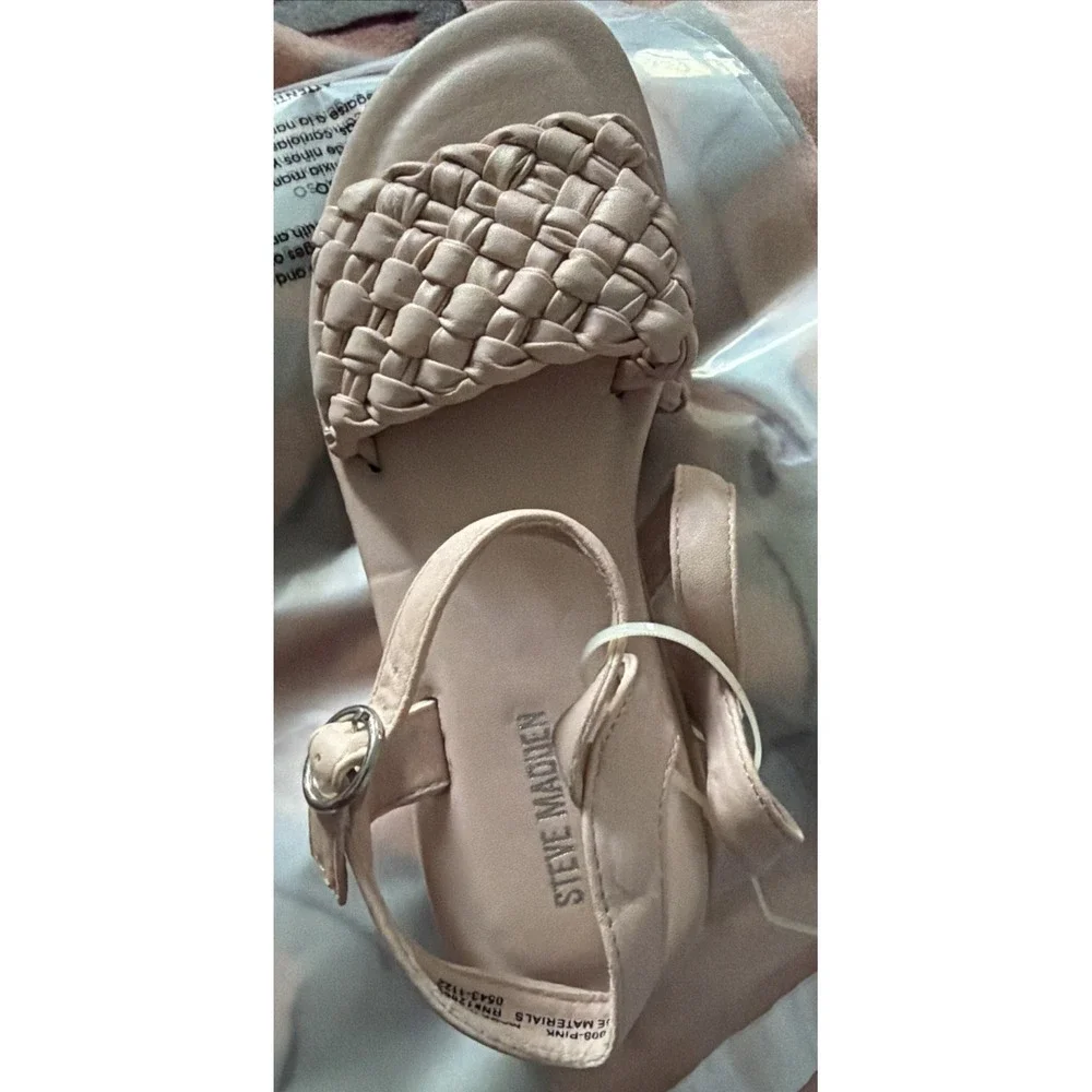 Steve Madden Girl's Pink Karina Braided Strappy Sandals Shoe Size 3-NEW